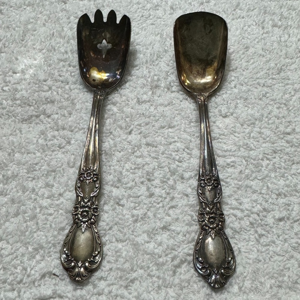 Set of 2 Vintage 1906 Heritage Wm A. Rogers-Oneida SXR Silverplate 6" Spoons Jam
